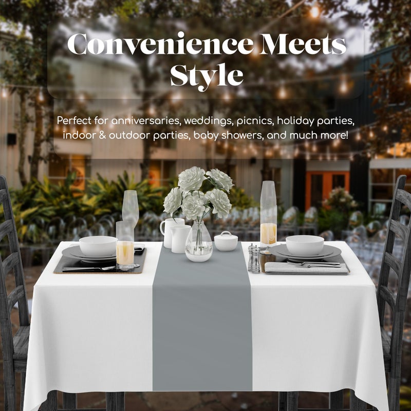 Grandipity Silver 6 Pack Premium Disposable Plastic Table Runner 14 x 108 Inch. Table Runner for Dinner Parties & Events by Grandipity - Image 3
